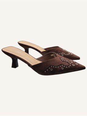 Top Moda Morley Brown Studded Western Mule Kitten Heels Size 8 NWOB